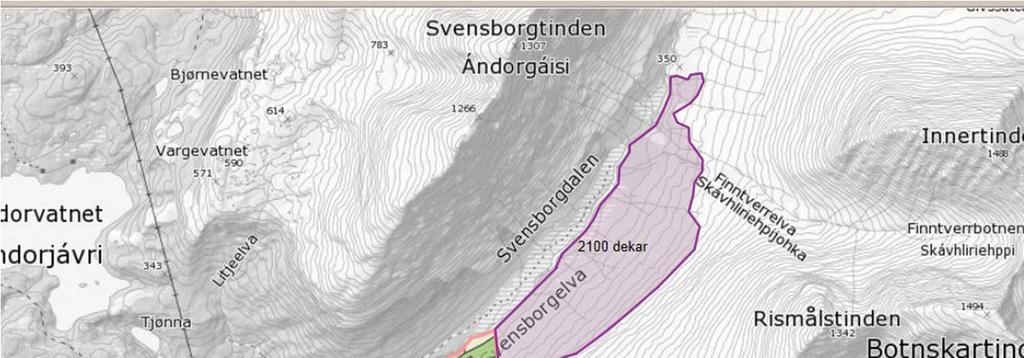 Kart: Rådmannens innstilling: Viltutvalget i Balsfjord godkjenner det omsøkte valdet med et tellende areal på 6020