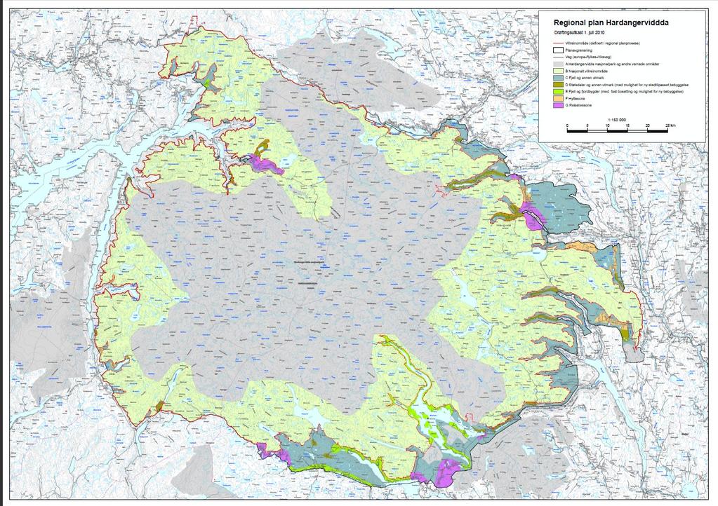 Vurdering av utkast til Regional plan for Hardangervidda 2011-2025 Frå Samandraget I utgreiingane som ligg til grunn for Regional plan for Hardangervidda, er landskapstemaet handsama relativt kort og