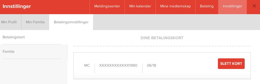 Kortet vil nå legge seg inn i listen under betalingsinnstillinger : For å