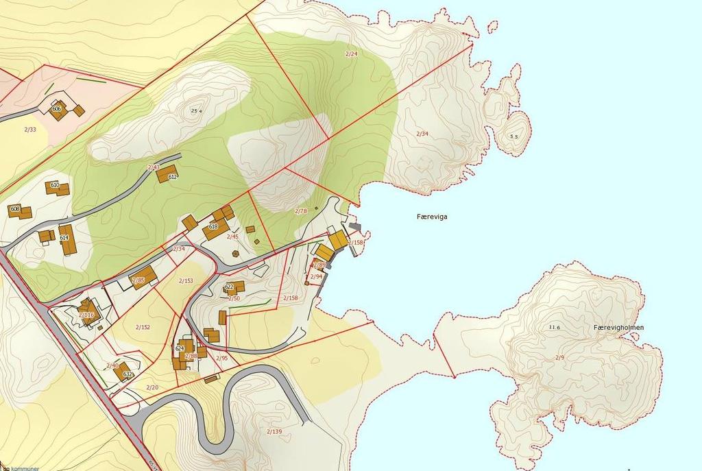 Ørnekula ligger nordøstsiden av Nordre Eigerøy i Eigersund kommune, Rogaland. Figur 3 Oversiktskart over Nordre Eigerøy, gul sirkel viser Ørnekula.