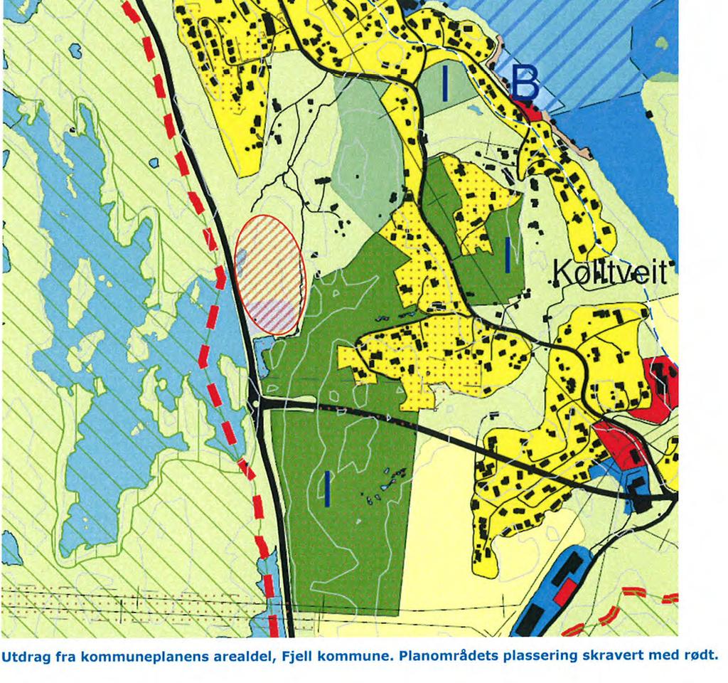 Plansituasjon Området er uregulert. I kommuneplanen sin arealdel er planområdet avsett til landbruk, natur- og friluftsliv. Omlag 7 dekar av planområdet avsett til framtidig parkering.