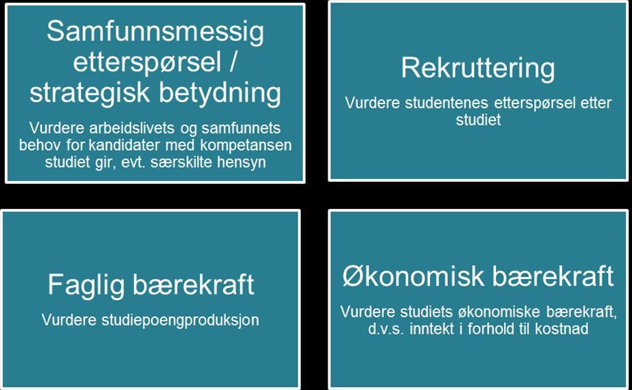 Samlet vurdering av disse forholdene Elementene i modellen har blitt diskutert i arbeidsgruppa, og noen kommentarer kan knyttes til de ulike punktene: Strategisk betydning/samfunnsmessig