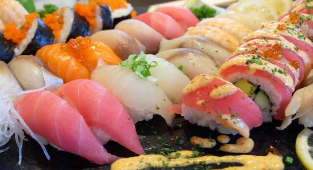 skiver Nigiri Flambert laks Avokado