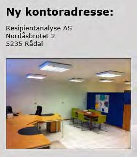 Resipientanalyse AS Foretaksnr.: NO 998 058 376 mva Adresse: Nordåsbrotet 2 5235 Rådal Kontaktperson: Frode Berge-Haveland Telefon: 402 31 779 Epost: post@raas.no Internett: http://www.