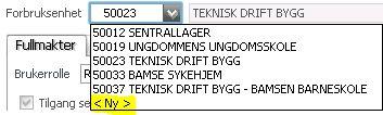 Deretter må du velge hvilken Forbrusenhet brukeren skal