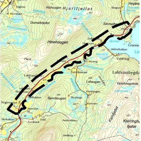 2.3 Planområdet Planområdet (avgrenset av svart stiplet strek) starter ca.