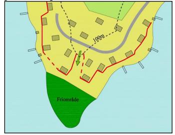 Mellom sjøkant og byggegrense må dette gjøres gjennom dispensasjon (representant fra fylkesmannens miljøavdeling 2017).