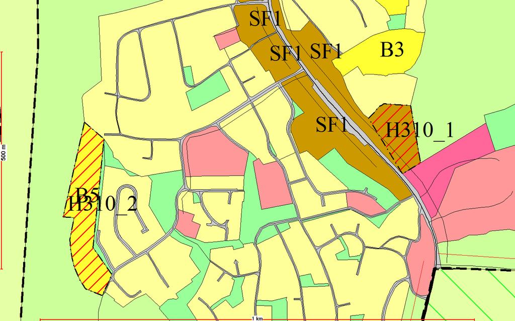 A B Bilde: Gjeldende sentrumsplanen fra 2015. A: området til tidligere Brekkeåsen barnehage Gbnr. 56/283, ca. 2,4 dekar.