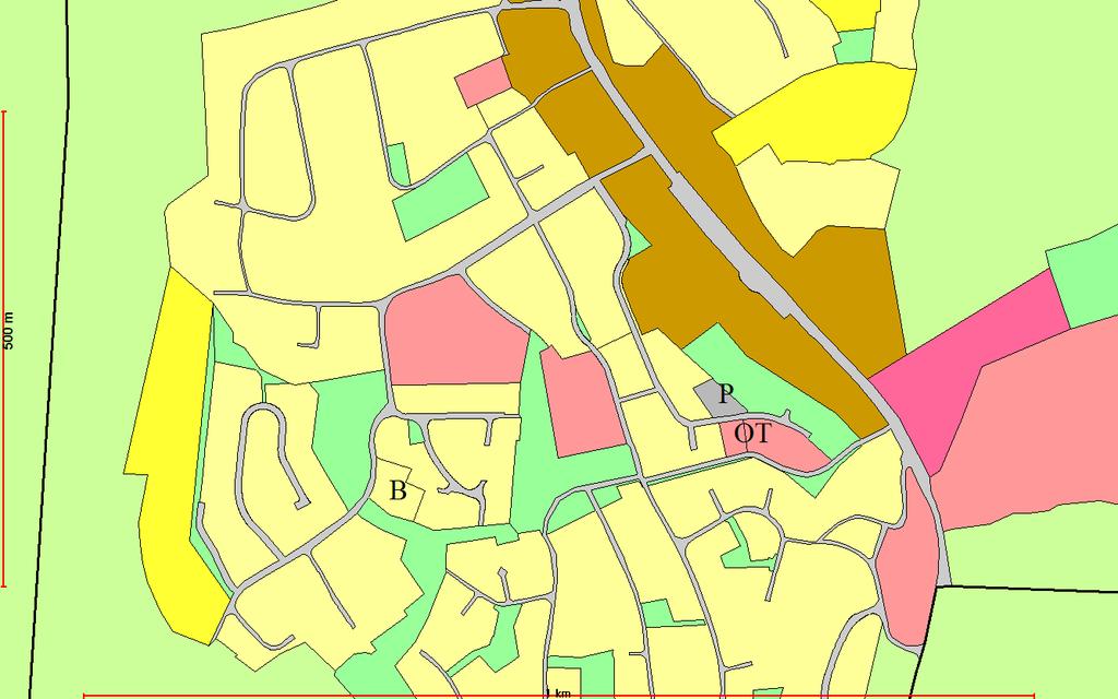 B: området til nylig etablert Lindormen barnehage med utvidet lekeplass 0,8 dekar, og ekstra parkering 0,9 dekar.