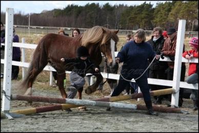 ponnier gjennom en hinderløype på kortest mulig tid.