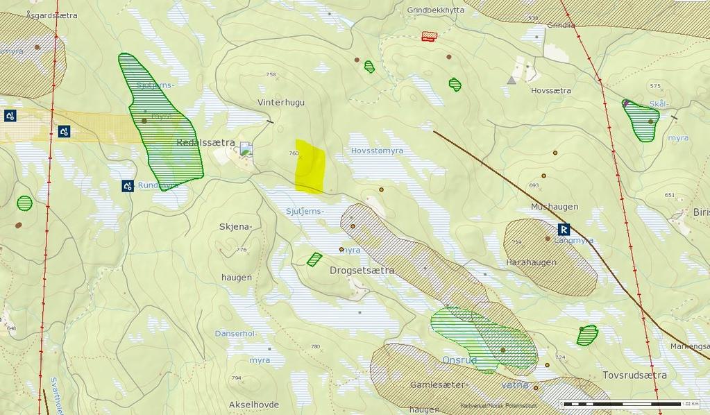 no/inon/kart Planområdet (vist med gul farge) inneholder ingen spesielle naturkvaliteter eller kulturminner.