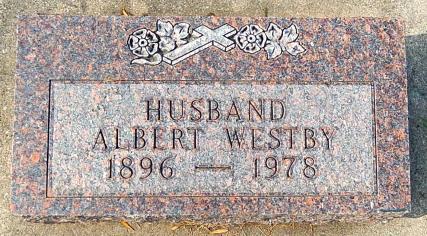 Albert M. Westby ble født 21.10.1896 i Benson, North Dakota. I 1932 giftet han seg i Roberts, South Dakota med Sarah Hagen født i 1893 i North Dakota. Ingen informasjon om barn.