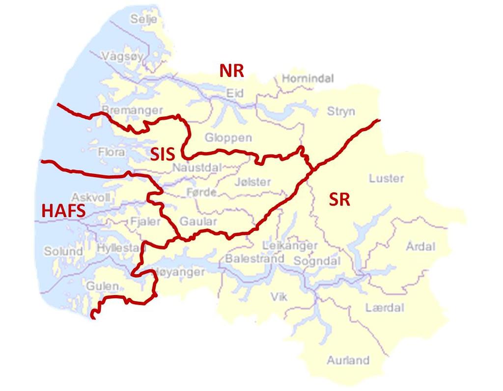 1000 tonn CO2-ekv. side 25 Figur 7 Regionrådsinndeling i Sogn og Fjordane.