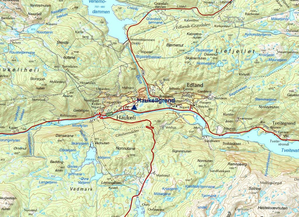 Figur A2: Haukeligrend (kartdata