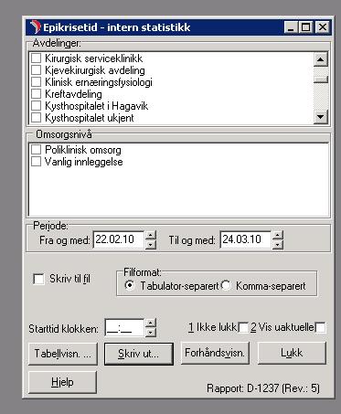 Det kan være flere dokumenttyper for epikrise. Rapport tar ikke med dokumenter som ikke er koblet til omsorgsepisode. Alle tall er angitt som dager.