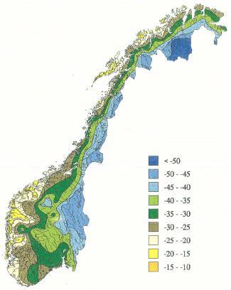 Grensetemperaturer for Fjordbase bru: Maksimaltemperaturer: 32 til 34 Minimaltemperaturer: 20 til 15 (fig.na.a1 og NA.