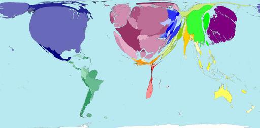 Territory size shows the proportion of worldwide spending on