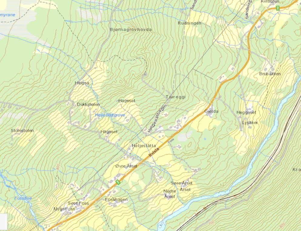 21 Felt 2 og 3: Renset og infiltrert avløpsvann for felt 2 og 3 (20 hytter) har resipientområdet mot sørøst og har ikke avrenning mot Høljeslåttgrove.