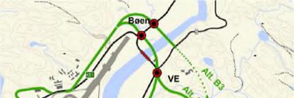 Alternativene i C- og F- korridorene krysser sør for rullebanen og er planlagt etter dimensjoneringsklasse H1 og 60 km/ t skiltet