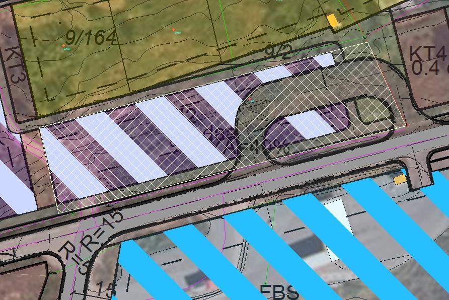 Fig 3 Detalj omsøkt eiendomsendring, ortofoto 2013 Fig 3 viser hvitskravert ca areal og figur av