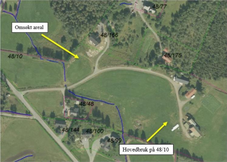 Rådmannens vurdering: I kartet er omsøkte areal registrert som fulldyrka jord, samt jorddekt fastmark. Se utdypende vurdering under.