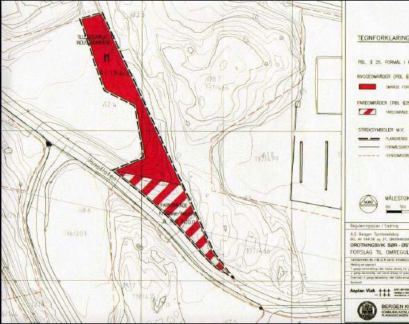 Figur 8. RP 7120001. Laksevåg Drotningsvik sør industriområde (reguleringsendring, markert med rødt). Vedtatt 1999. Figur 9. RP 7630005 Mindre vesentlig reguleringsendring gnr 136 bnr 415/380.