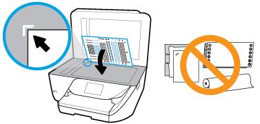 Skrivehodejustering mislykkes Sjekk at du har plassert den utskrevne siden med utskriften ned og at den er riktig innrettet på skanneren som vist i diagrammet.