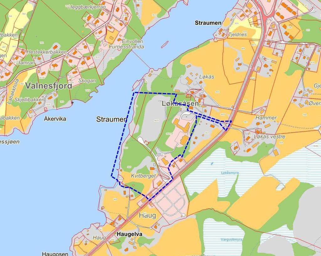 Oppdragsnr. 5143945 Dokument nr. 1 2 Tiltaket 2.1 PLANAVGRENSNING Figur nedenfor viser planavgrensningen som avgrenser arealet det meldes oppstart av (området innenfor stiplet linje).