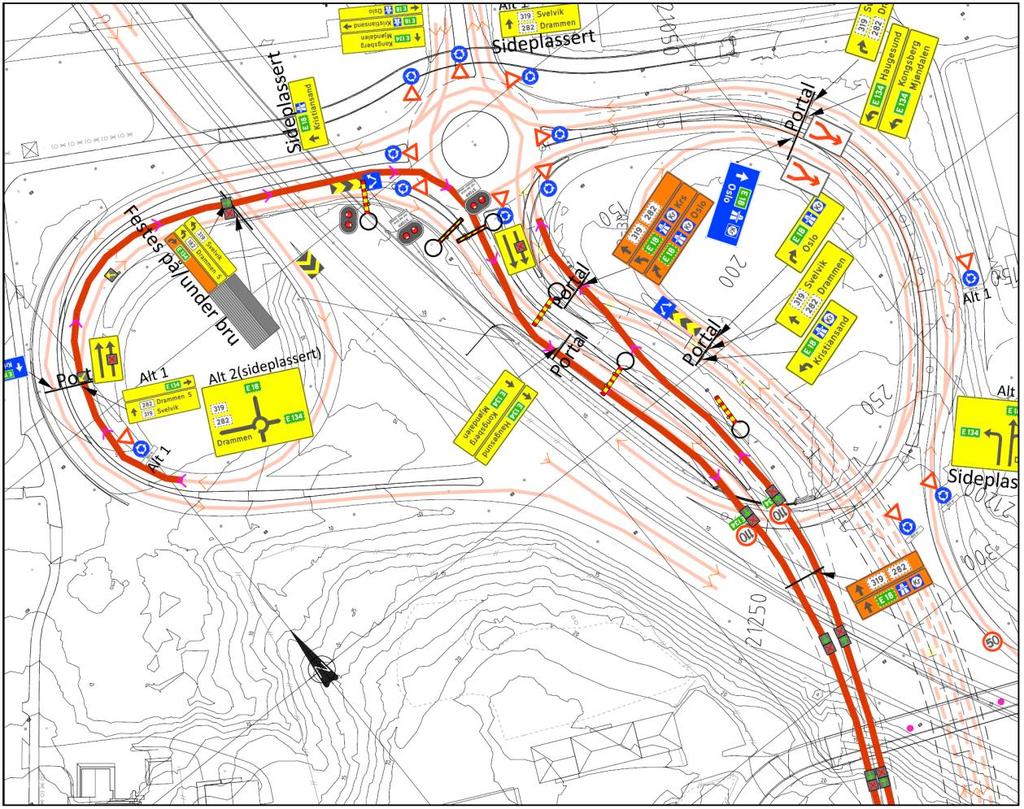 3.2.2 Østgående tunnelløp stengt Filterfeltet fra E18 Oslo retning Mjøndalen og Kongsberg stenges med bom.