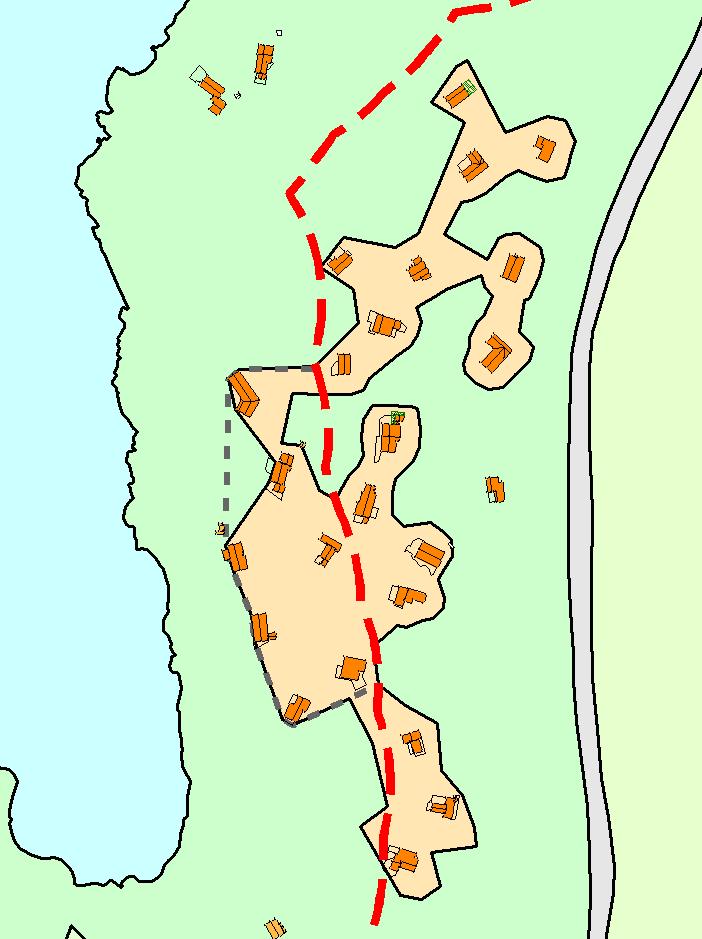 Kart nr. 91 Nye byggegrenser for hyttene på Orvikåsen Kart nr.