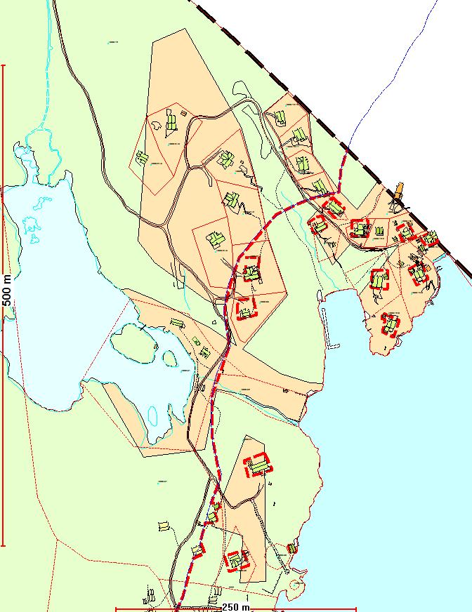 Kart nr. 2 Utsnitt fra Kommuneplanens arealdel 2010-2022 KONSEKVENS AV ENDRINGEN: Byggegrensen er endret. Den er trukket vekk fra sjøen iht. 15 meter regelen og det er tatt landskapshensyn.