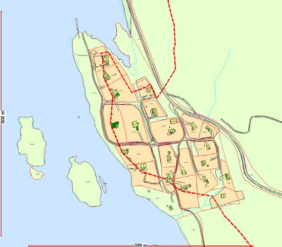 byggegrense for hyttene pga. ikke tatt landskapshensyn. Kart nr.