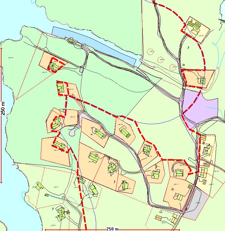 Kart nr. 14 Utsnitt fra Kommuneplanens arealdel 2010-2022 KONSEKVENS AV ENDRINGEN: Byggegrensen er trukket rundt småbåthavn og rundt bolig og hytteformål.