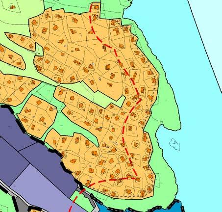 Kart nr. 47C Høringsforslaget fra desember 2014 (1.gangsbehandling) av Kommuneplanens arealdel 2015-2027 innsigelse til fastsetting av byggegrense for hyttene pga.