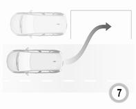 Kjør forover i lav hastighet. Når det andre lydsignalet kan høres, stopper du bilen, setter giret i revers, slipper rattet og begynner å kjøre uten å overskride 7 km/t.