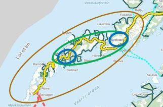 Status og framdrift Kompleksitet og perspektiver i KVU E10 Fiskebøl-Å: Tredelinger i problemstillinger og geografi: - Hele