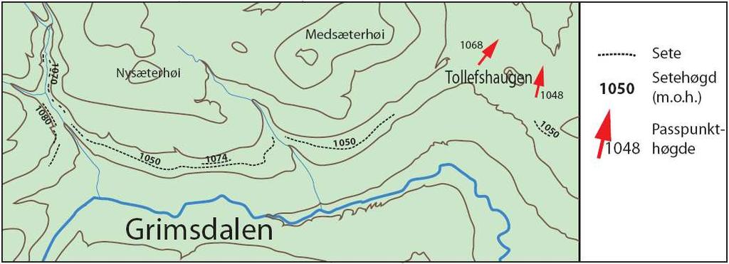 Kapittel 3 Datapresentasjon og tolking vatnet drenerer sørover gjennom Ytre Skardet (1290 m o.h.).