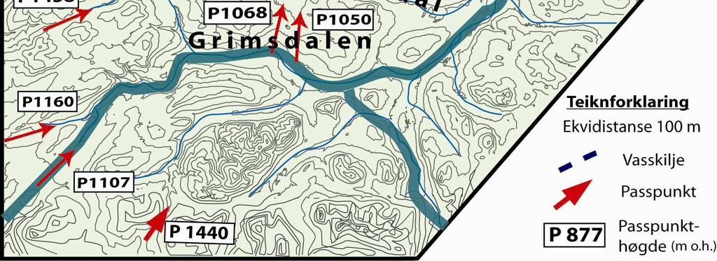 Det kan sjå ut som om erosjonsbasis for Grimsdalsjøen ligg høgare enn for Folsjøen.