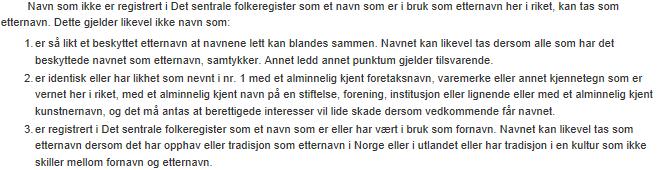 Systematikk i navneloven, 3 tredje ledd nr. 3 -- mulige eller utelukkende? 17.3.2017 Klarspråk, Ivar Utne 61 4.7 Setningsnivå [.