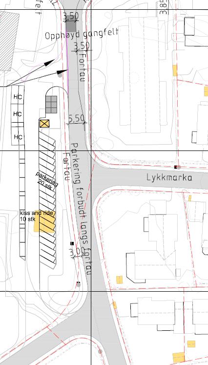 Figur 4: Kjøremønster og atkomst til Sjetne skole.