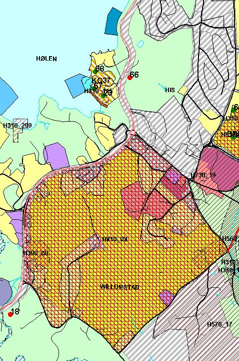 GJELDENDE PLANSTATUS Kommuneplanens arealdel Planområdet omfatter et større område, og omfatter dermed flere formål i kommuneplanens arealdel 2013-2023 (se utsnittet).