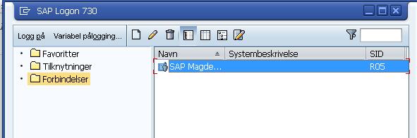 Logge på SAP - detaljer Velg