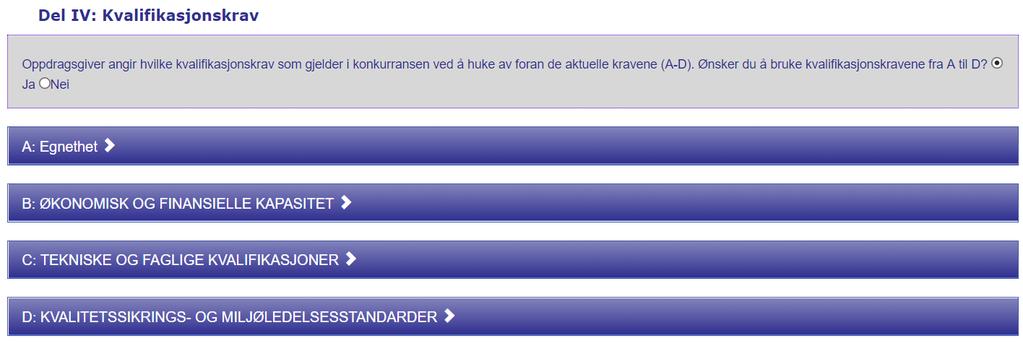 Spesifiserte angivelser av kvalifikasjonskravene (A-D) Forenkling og redusert risiko