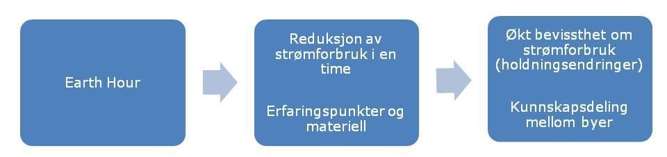 9.3.2 Erfaringspunkter for samarbeidsparter i Framtidens Byer Earth Hour er først og fremst et mobiliseringsarbeid med mål om å påvirke forbruksholdninger.