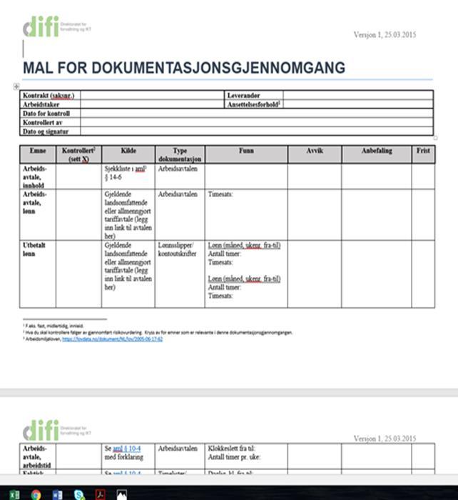 Aktuell dokumentasjon: Difi har utviklet en mal for dokumentasjonsgjennomgang Aktuelle dokumenter som bør