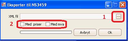 50 Anbudsvinduet 50 Importer fra NS3459 1 Klikk på "Velg fil"-knappen og bla deg frem til filen.