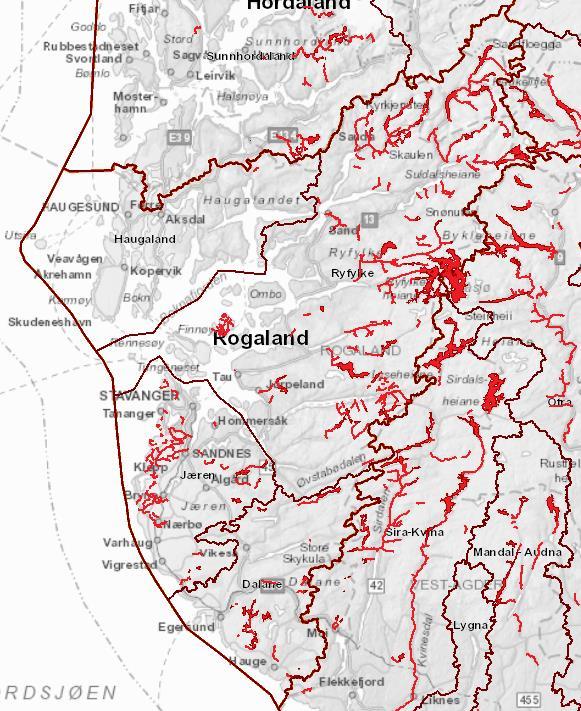 Tabell 17: Oversikt over antall og lengde/ areal registrerte sterkt modifiserte vannforekomster i vannområdene i vannregionen. Kilde: Vann-nett, 14.6.15.