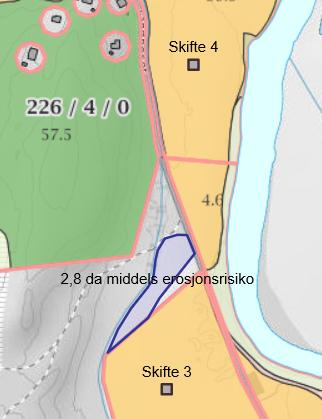 Innherred samkommune kan på bakgrunn av dette ikke se at arealet er tilskuddsberettiget. Skifte 4: Deler av skifte 4 vurderes å ha utfordringer med flom, jamfør bilde under.