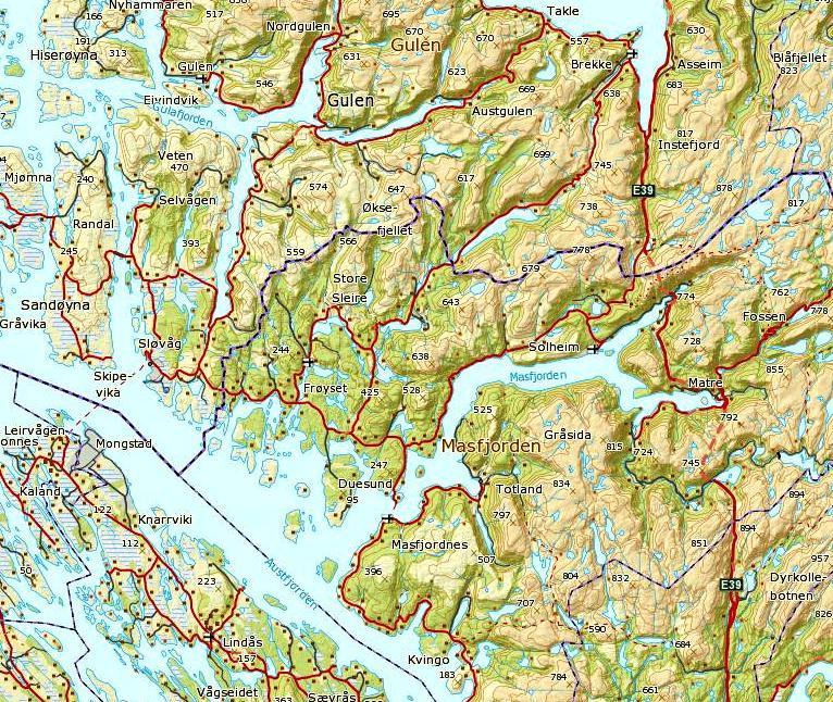 Planområdet er utan inngrep med unntak av nedlagt ferjekai i Skipavika og tilhøyrande infrastruktur. Området var tidlegare regulert til fritidsbustadar. Denne planen er utgått. Fig.