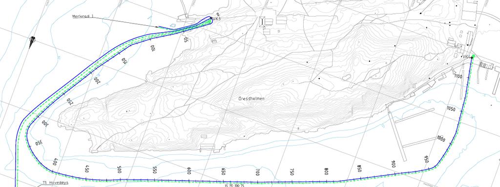 3.2.4 Gressholmen kro Fra Lindøysund legges ledningen i sjøen før den kommer opp på land ved brygga ved Gressholmen kro. Her er det langgrunt, og grøfta blir ca. 70 meter lang.